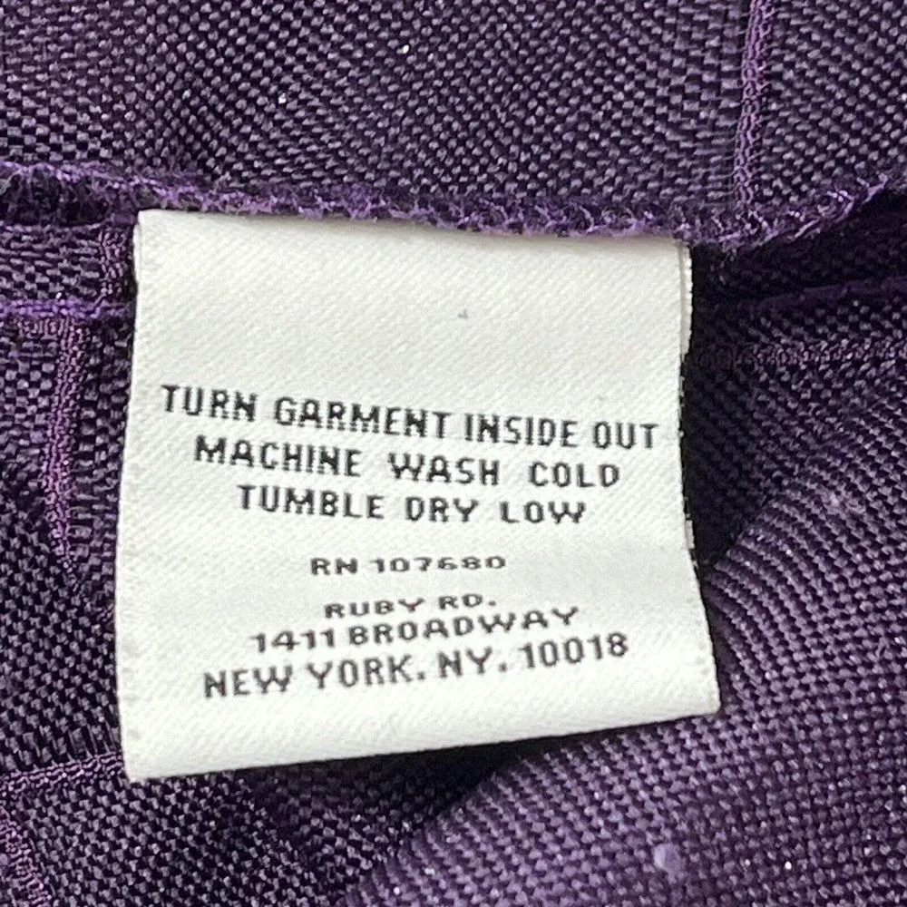 Ruby Rd. Womens Purple Metallic Crackle Quilted Zip Up Jacket Size 10 - Picture 8 of 9